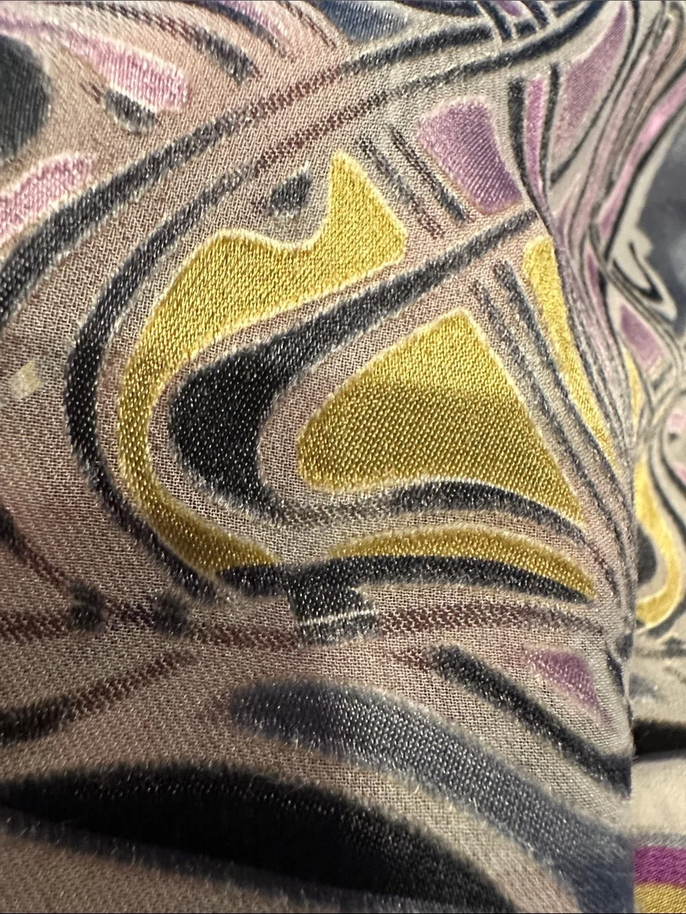 Banana Republic Purple, Gray & Gold Swirl Silk Scarf